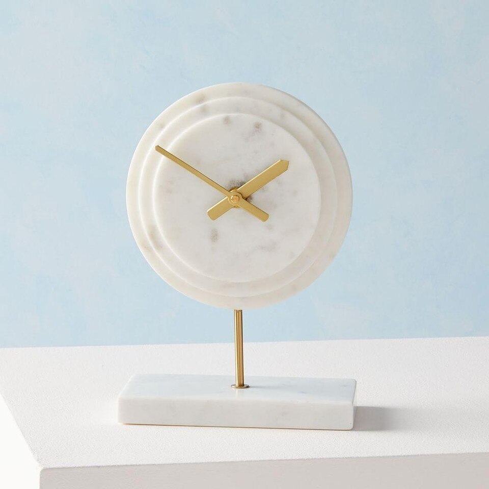 Deco Clock - White Marble