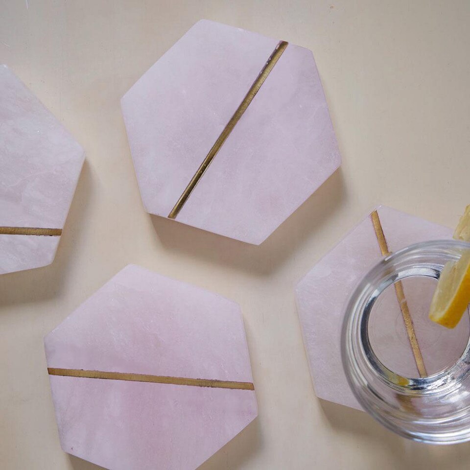 Decked Out Pink Stone Coasters - Set of 4