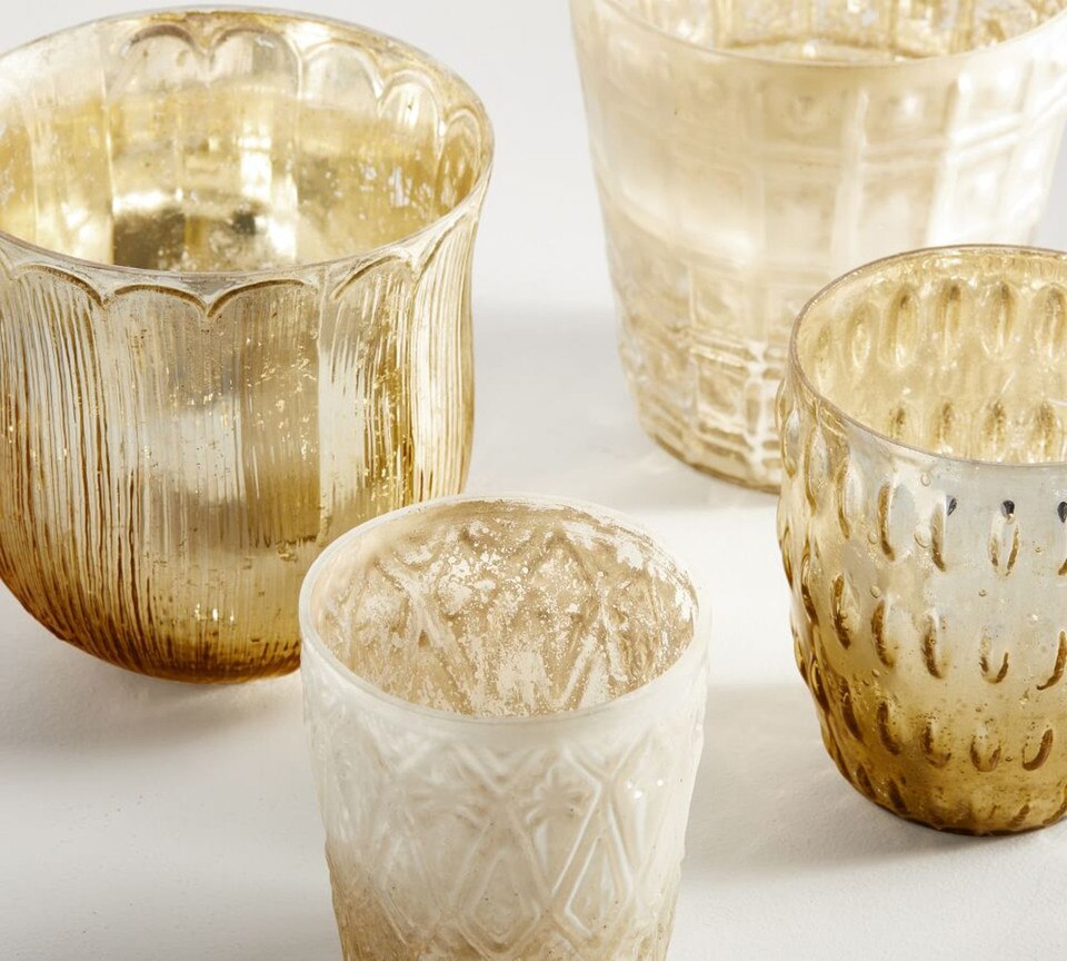 Pottery Barn Eclectic Mercury Votive Holders, Set of 6 - Silver