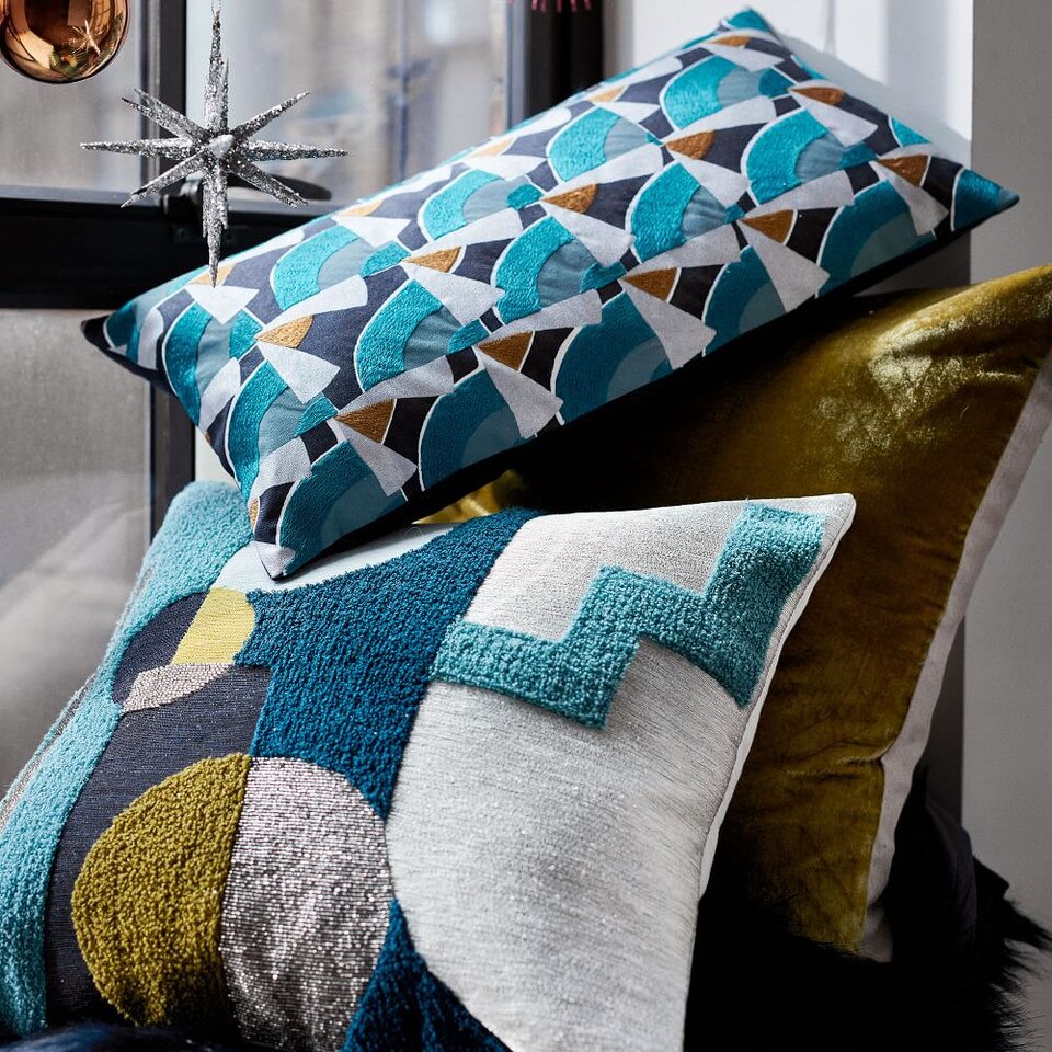 Embellished Deco Shapes Cushion Covers