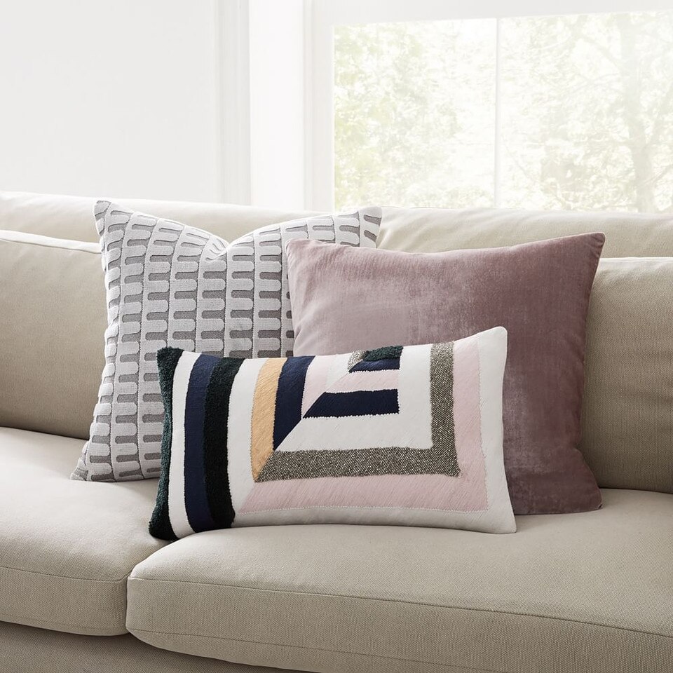 Embellished Intersecting Stripes Cushion Cover