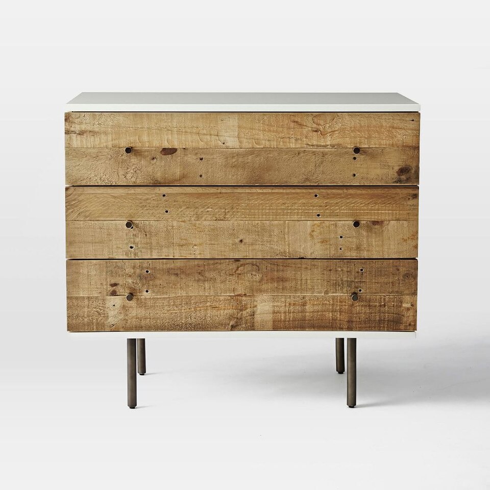 Reclaimed Wood + Lacquer 3-Drawer Dresser