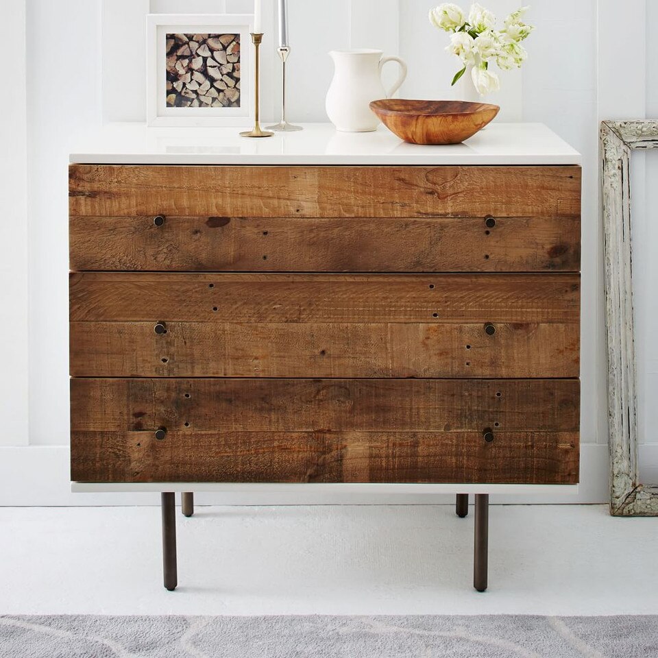 Reclaimed Wood + Lacquer 3-Drawer Dresser