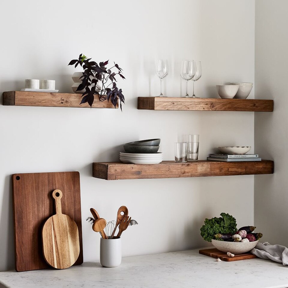 Reclaimed Solid Pine Floating Wall Shelf