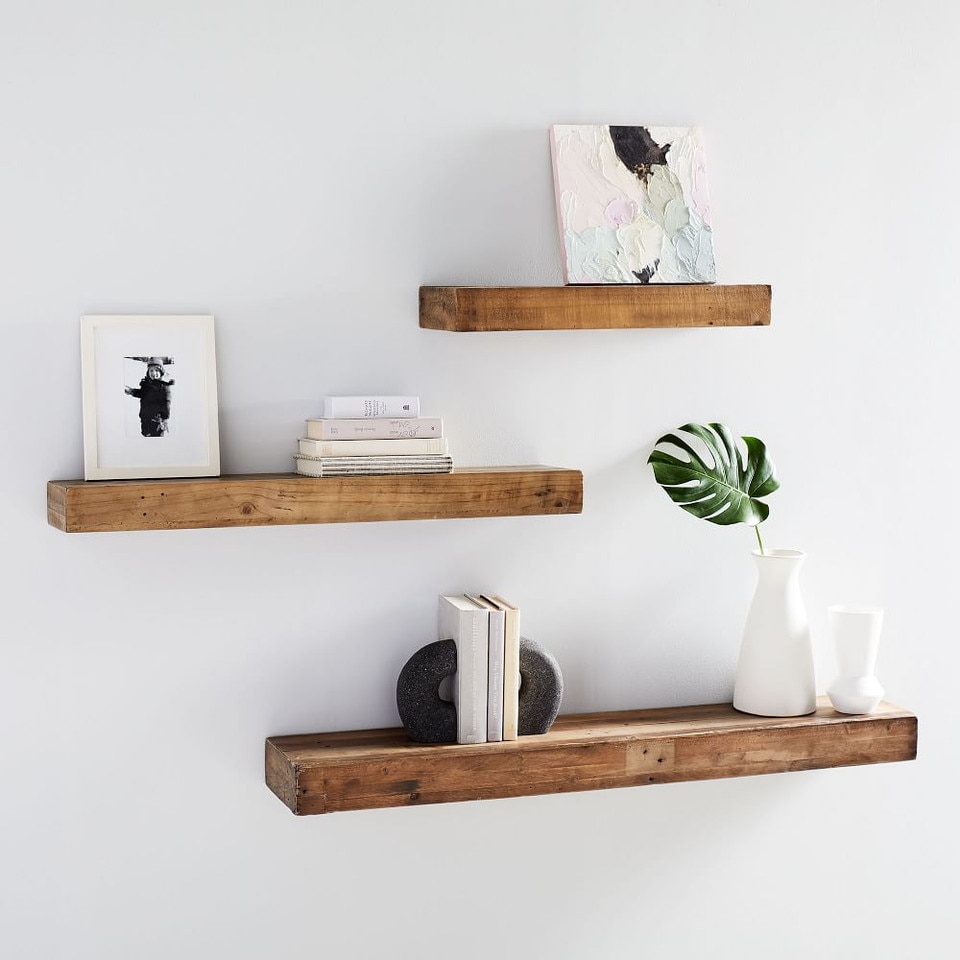 Reclaimed Solid Pine Floating Wall Shelf
