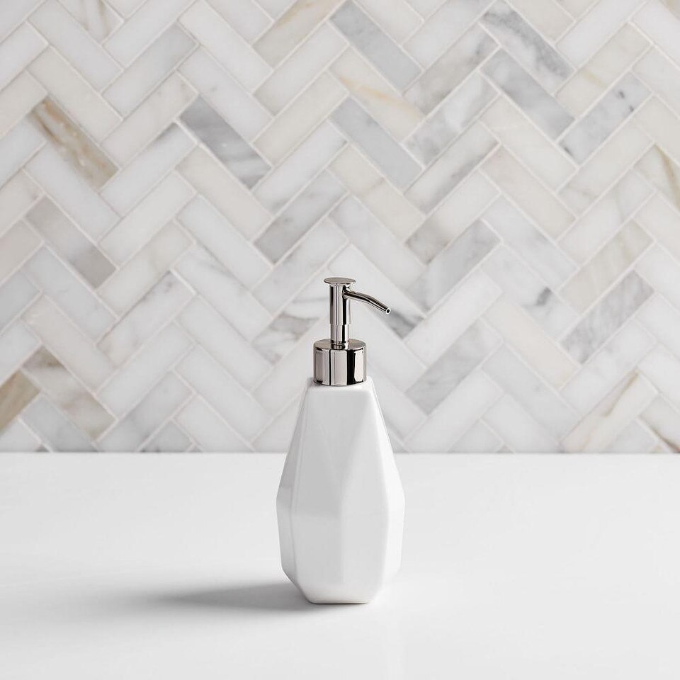 Faceted Porcelain Bathroom Accessories - White