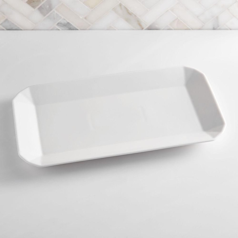 Faceted Porcelain Bathroom Accessories - White