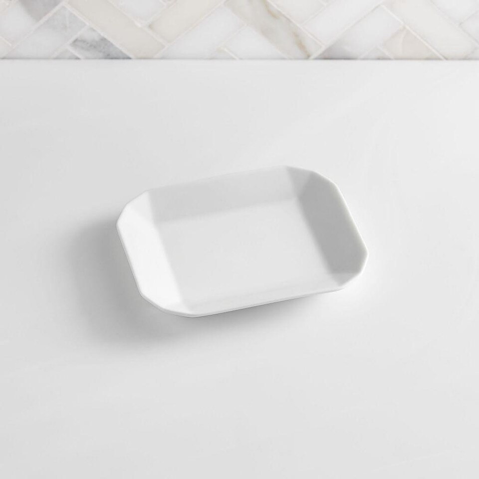Faceted Porcelain Bathroom Accessories - White