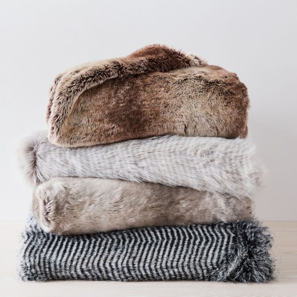 Faux Fur Ombre Throw