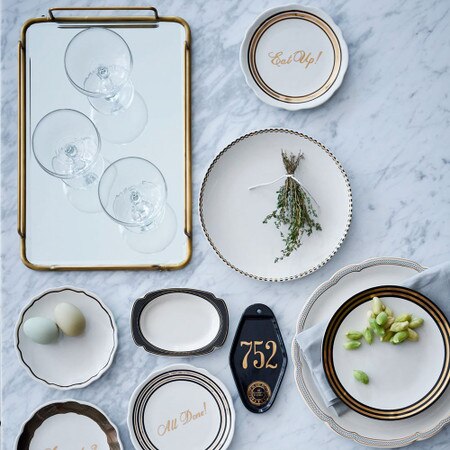 Fishs Eddy Gilded Cafe Mirror Tray Brass