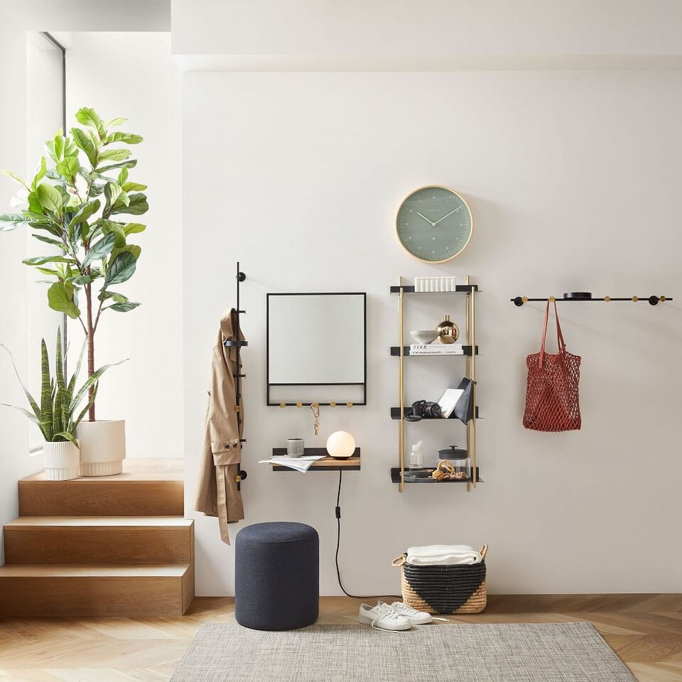 Floating Lines Entryway Mirror & Hooks