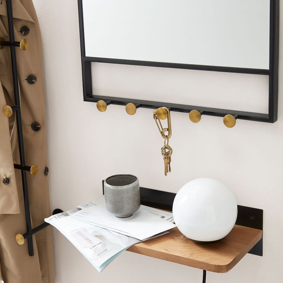 Floating Lines Entryway Mirror & Hooks