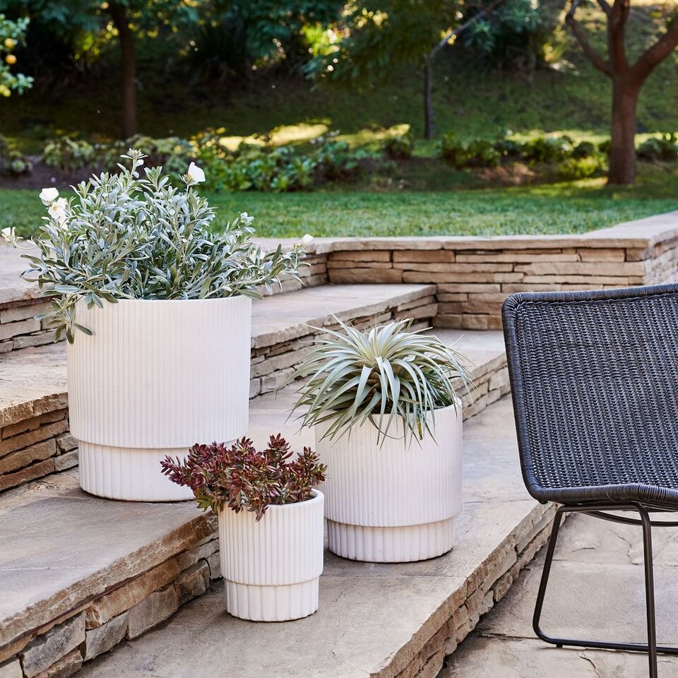 Fluted Indoor/Outdoor Planters - White