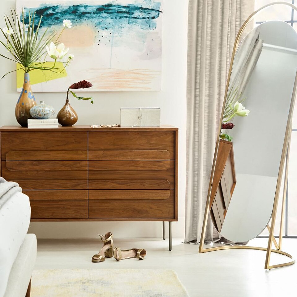 Folded Ellipse Standing Mirror