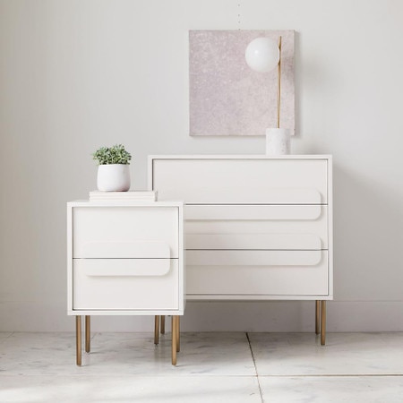 Gemini Bedside Table White Lacquer West Elm Australia