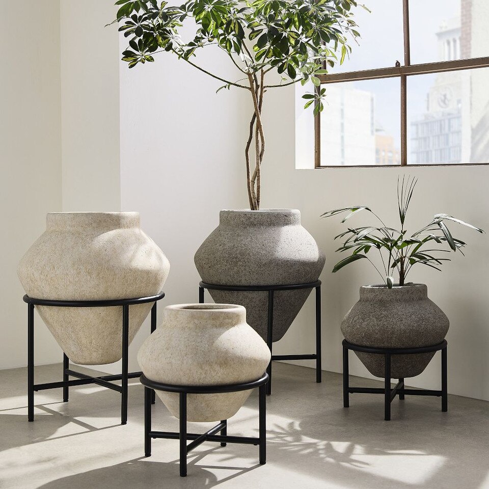 Geometric Urn Planter w/ Stand