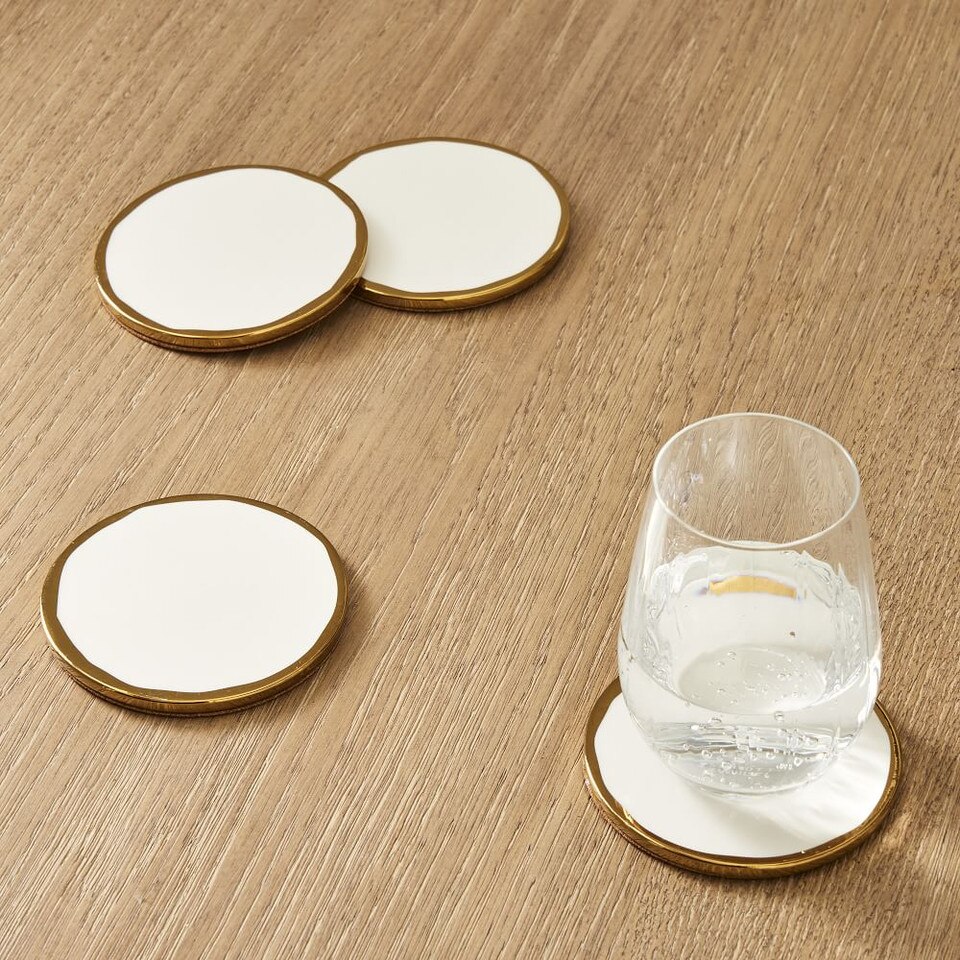 Gilded Edge Ceramic Coasters (Set of 4)