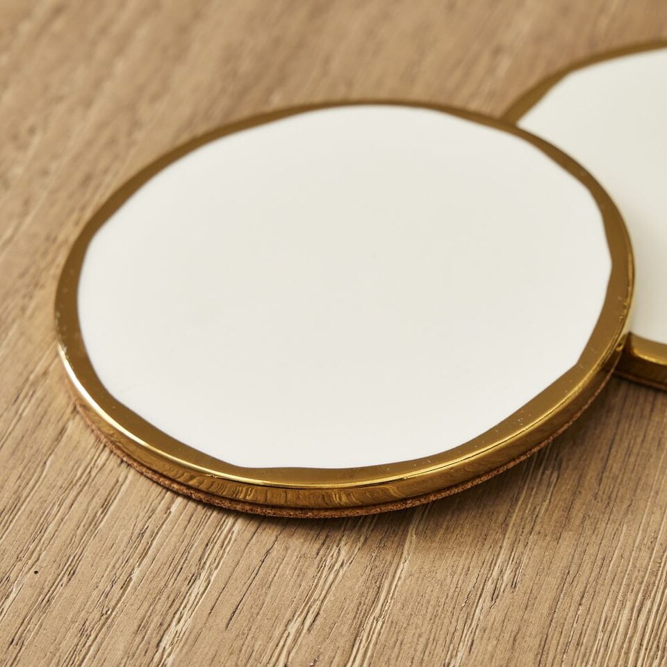 Gilded Edge Ceramic Coasters (Set of 4)