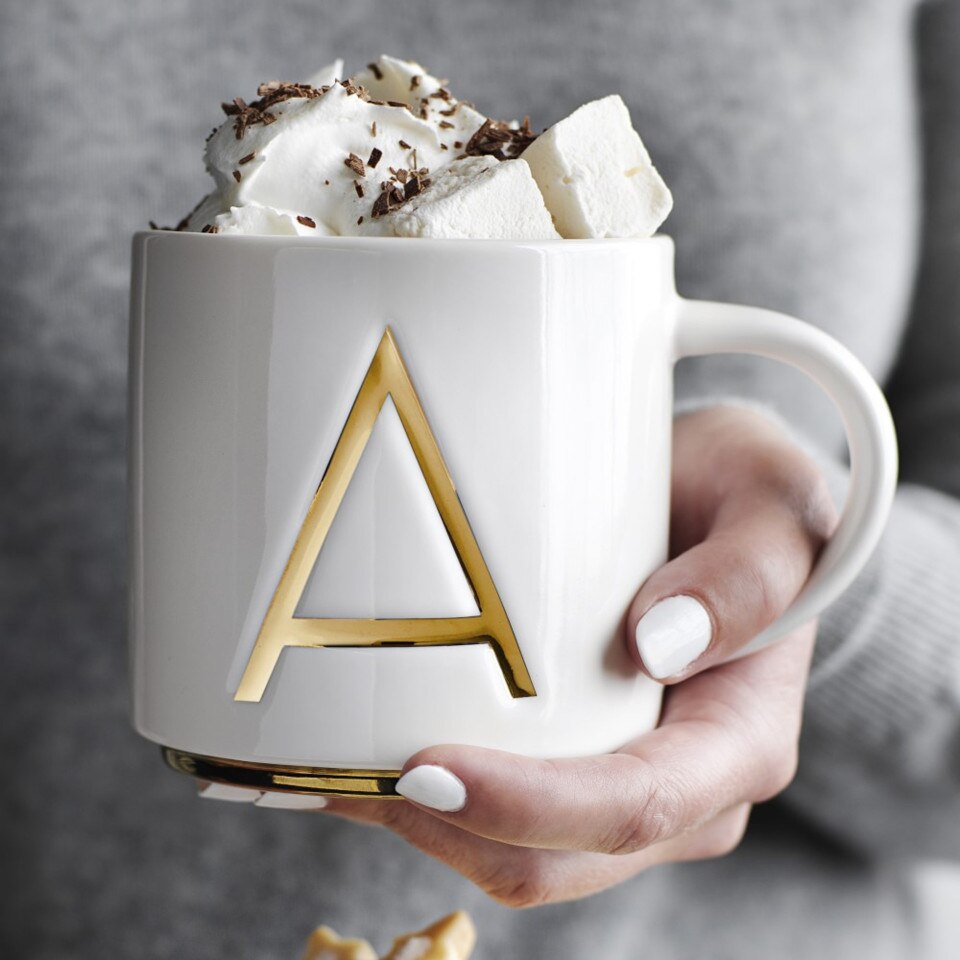 Williams Sonoma Gold Monogram Mug