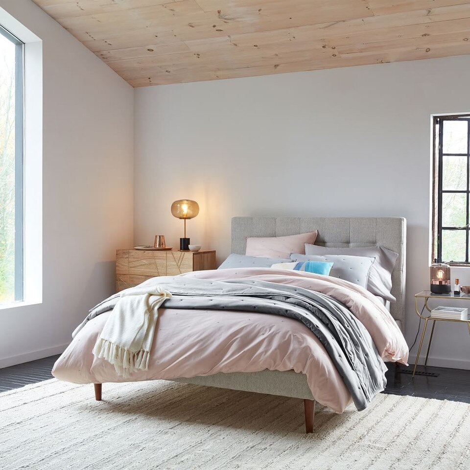 GridTufted Upholstered Tapered Leg Bed west elm Australia