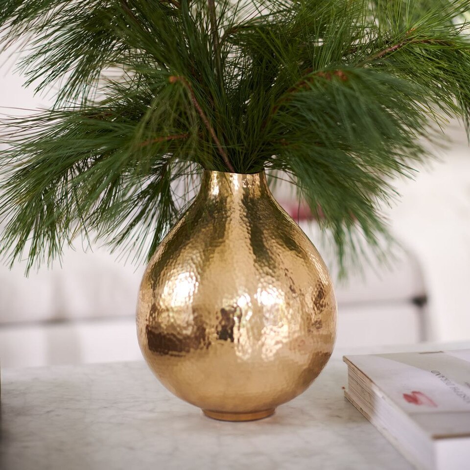 Hammered Metal Vases - Gold