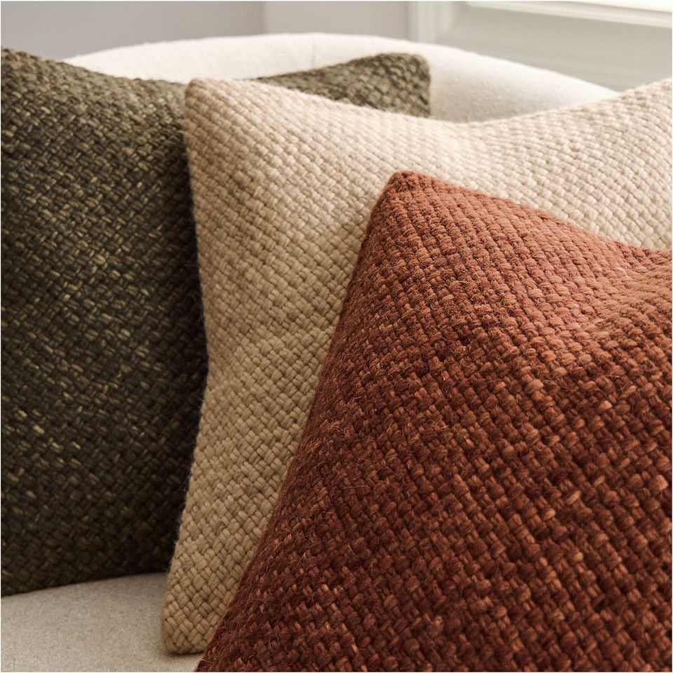 Heathered Basketweave Wool Cushion Cover