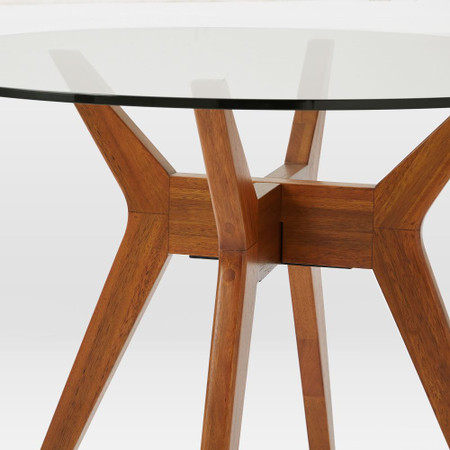 Jensen Round Dining Table West Elm, Round Glass Top Dining Table With Wooden Base
