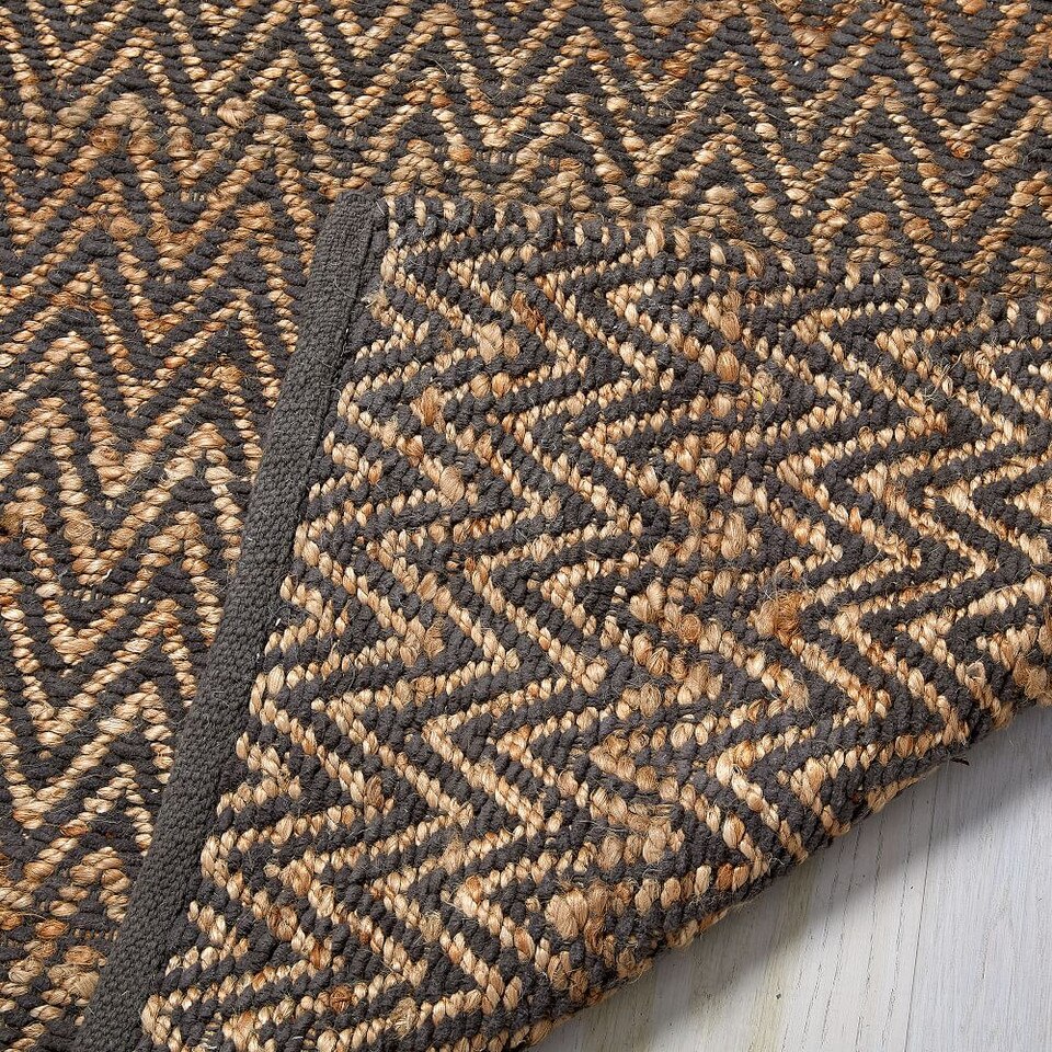 Jute Chenille Herringbone Rug - Natural/Slate