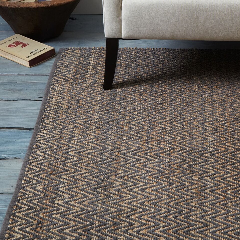 Jute Chenille Herringbone Rug - Natural/Slate
