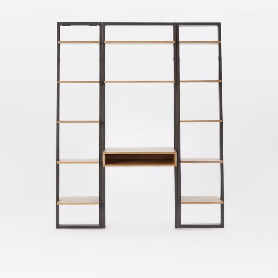Ladder Shelf Desk + Narrow Bookshelf Set