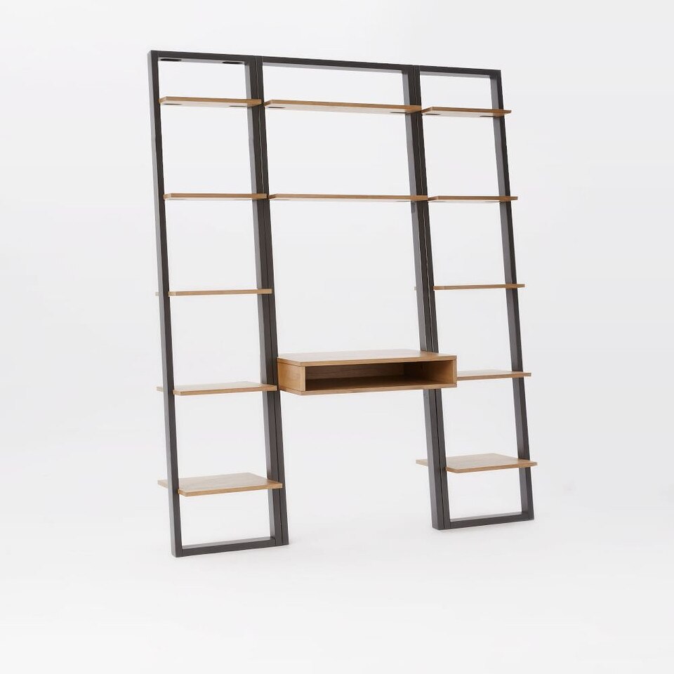 Ladder Shelf Desk + Narrow Bookshelf Set