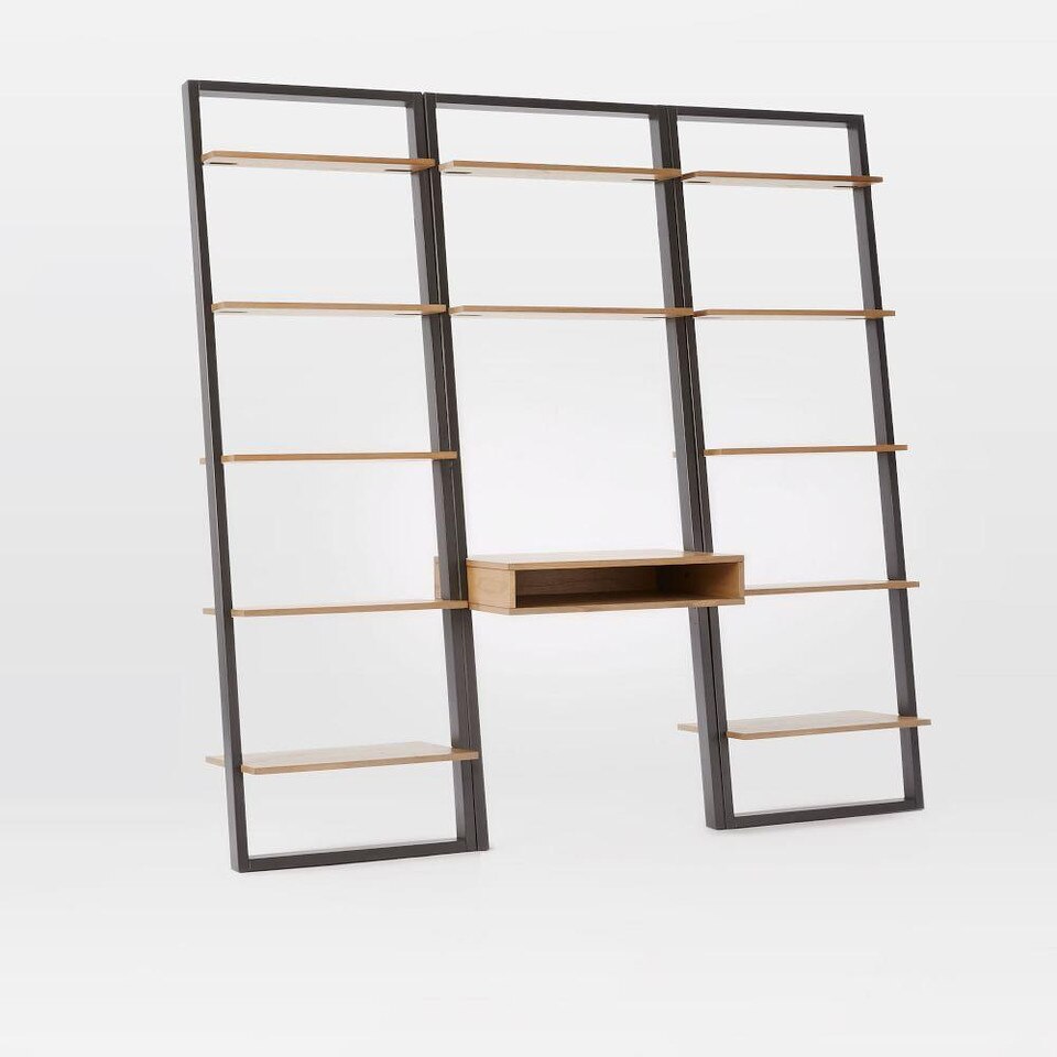 Ladder Shelf Desk + Wide Bookshelf Set