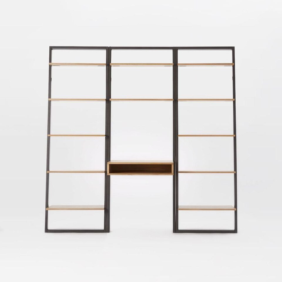 Ladder Shelf Desk + Wide Bookshelf Set