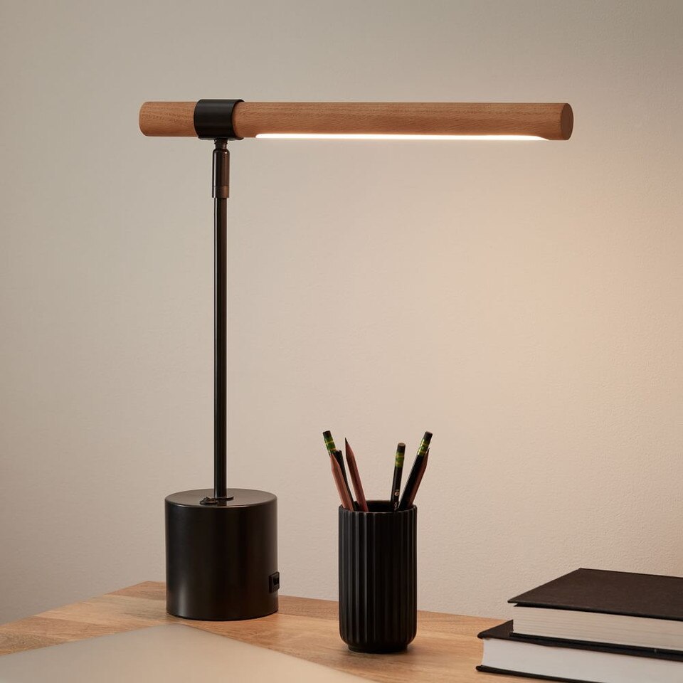 Linear Wood LED USB Table Lamp (46 cm)