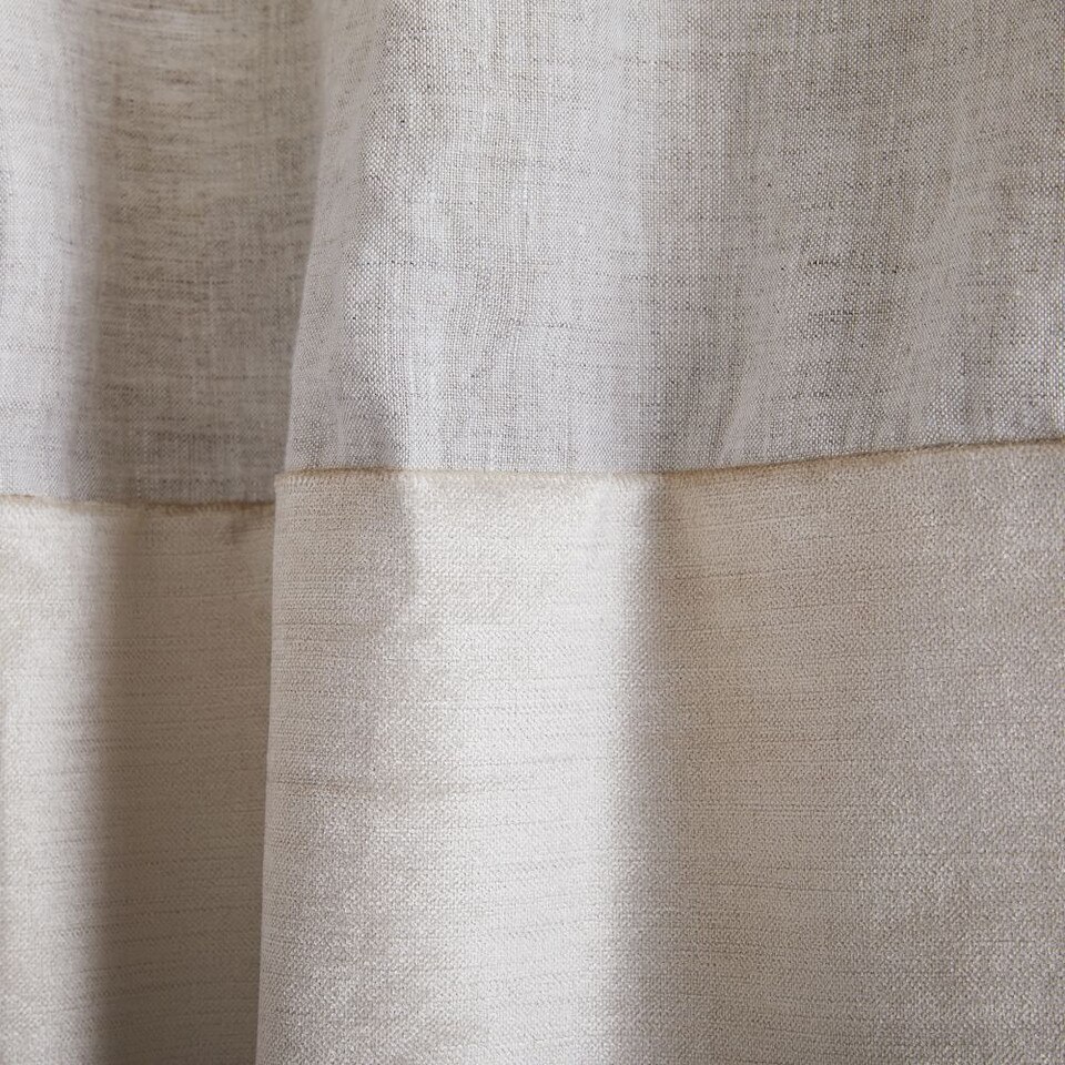 European Flax Linen & Luster Velvet Curtain - Natural/Stone