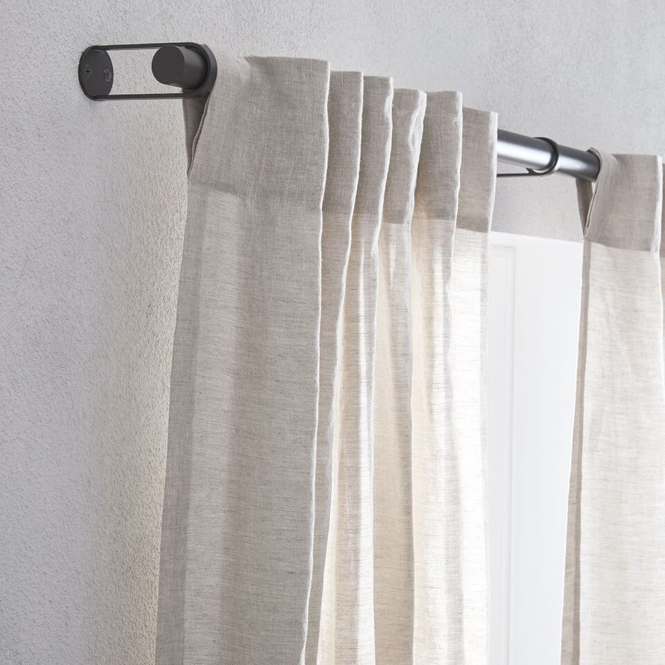 European Flax Linen & Luster Velvet Curtain - Natural/Stone