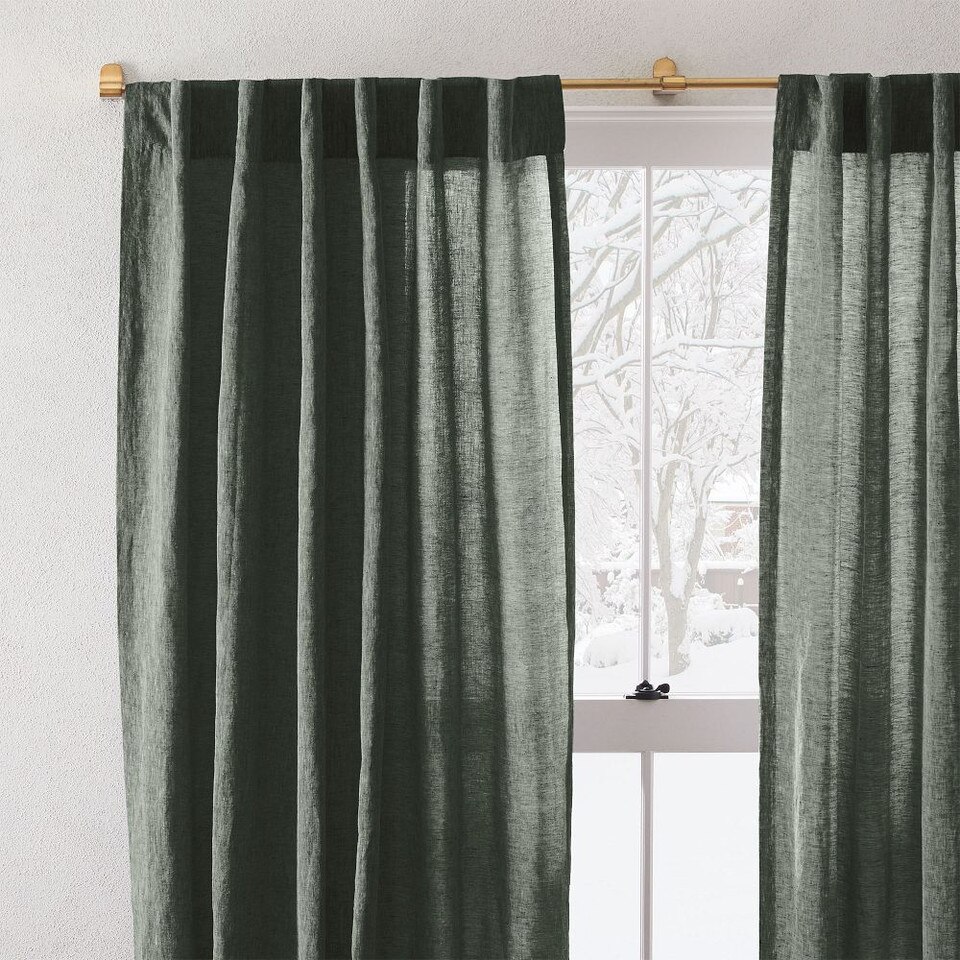 European Flax Linen Melange Curtain - Olive