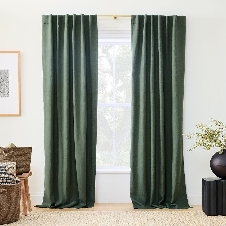European Flax Linen Melange Curtain - Olive