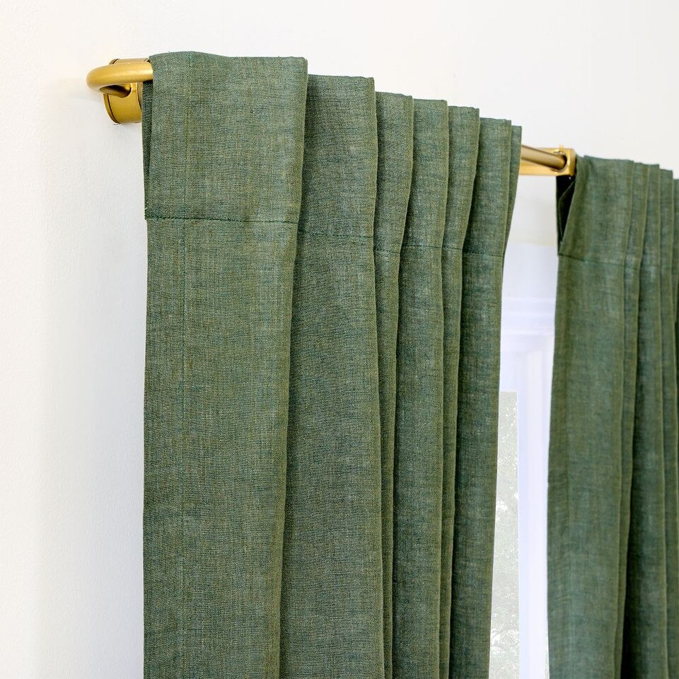 European Flax Linen Melange Curtain - Olive