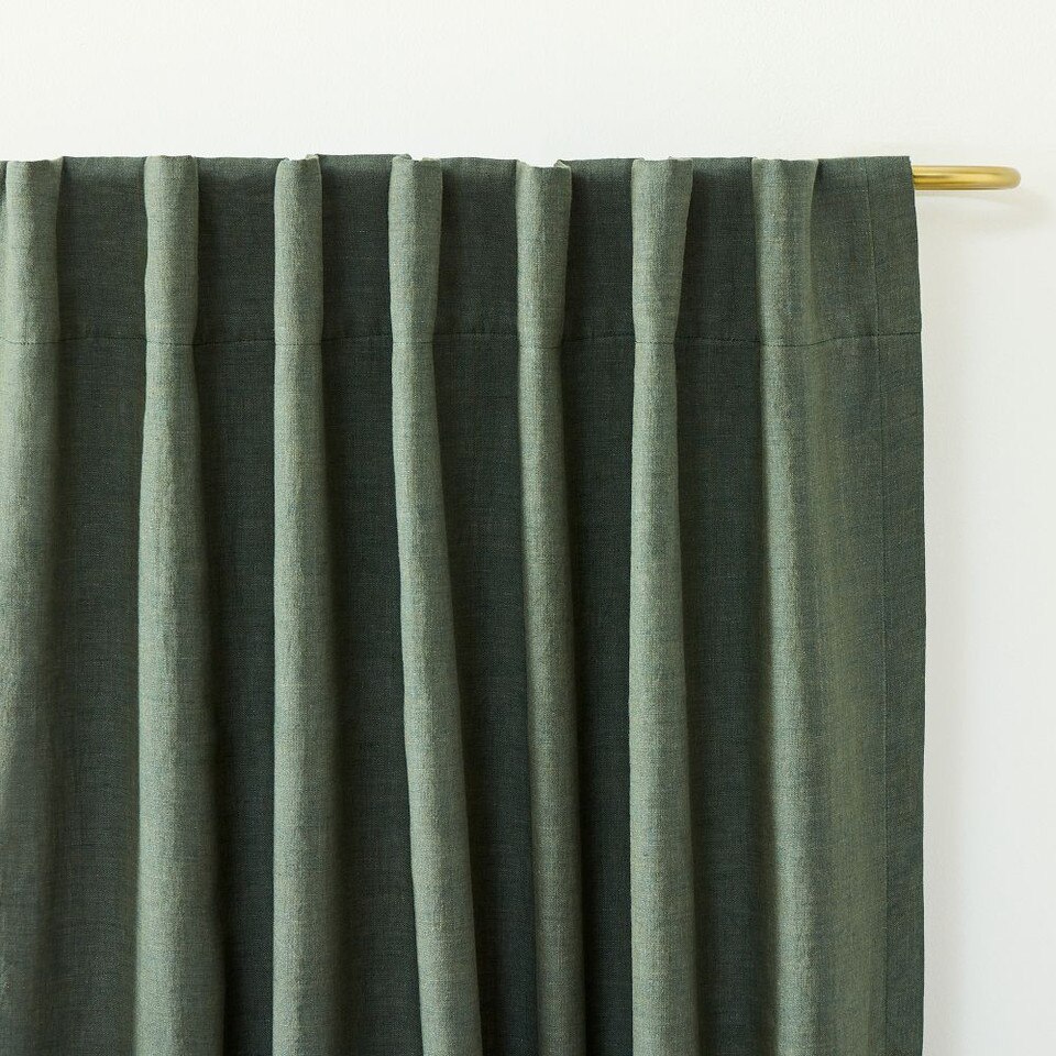 European Flax Linen Melange Curtain - Olive
