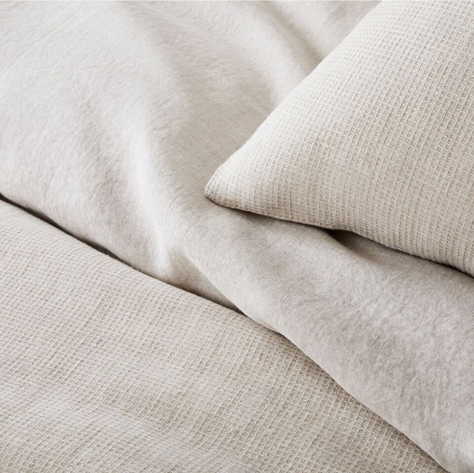 European Flax Linen Mini Waffle Quilt Cover & Pillowcases