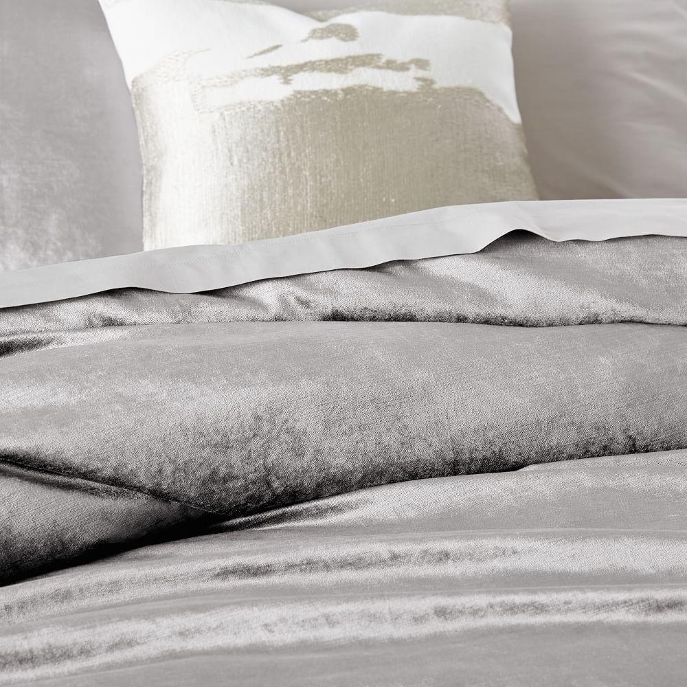 Crinkle Velvet Washed Cotton Luster Velvet Duvet Cover West Elm