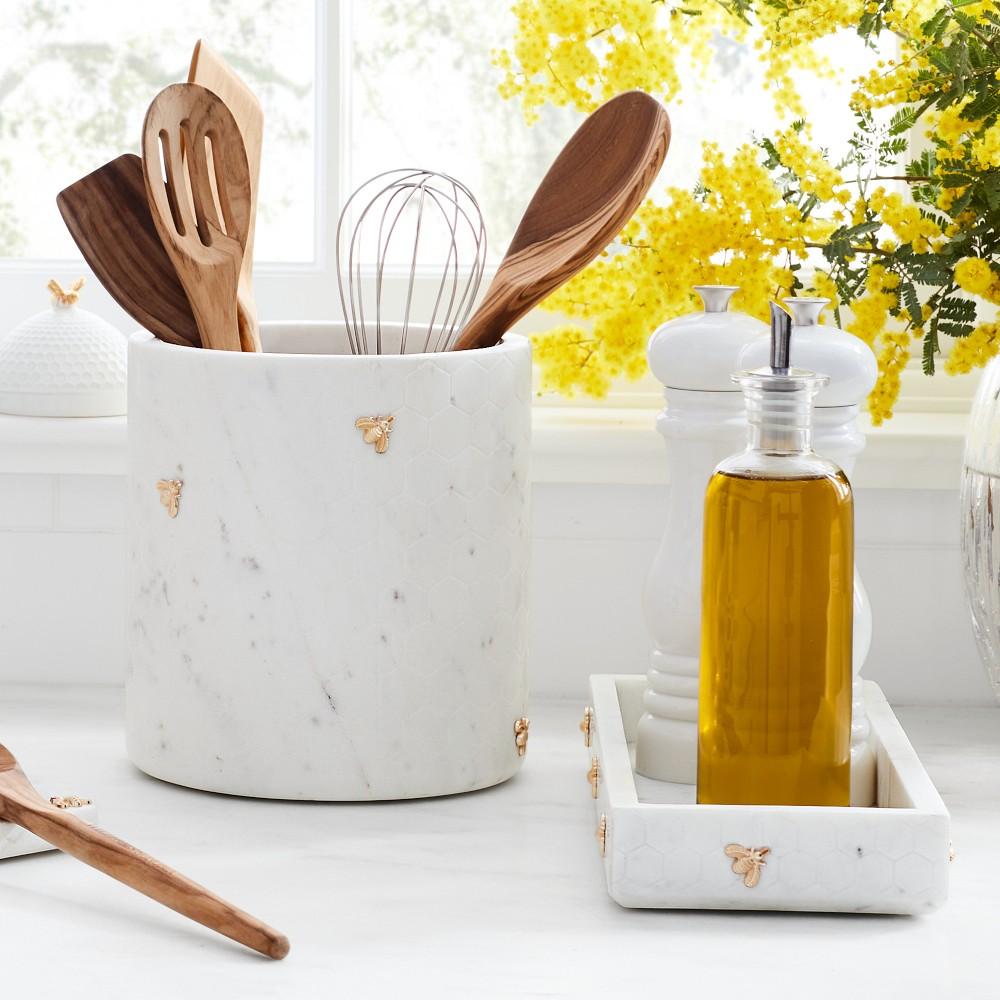 Williams Sonoma Honeycomb Marble Utensil Holder - Thumbnail 3