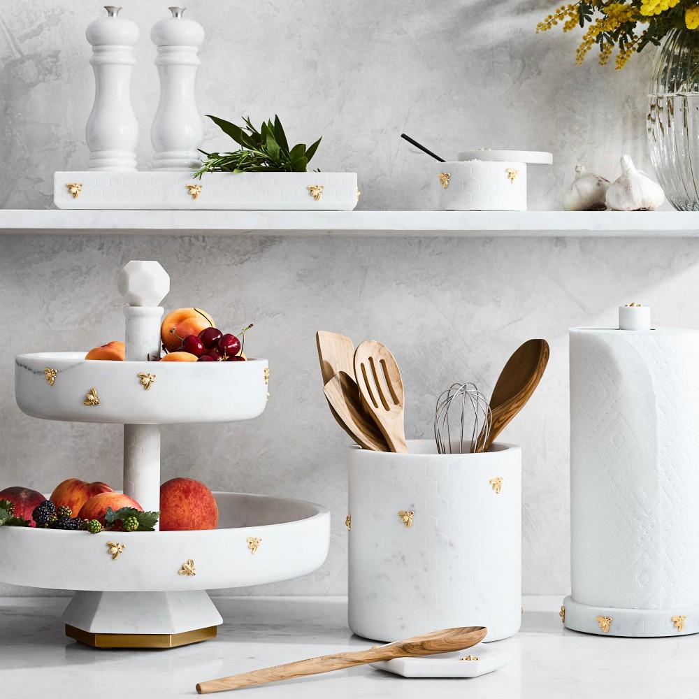 Williams Sonoma Honeycomb Marble Utensil Holder - Thumbnail 4