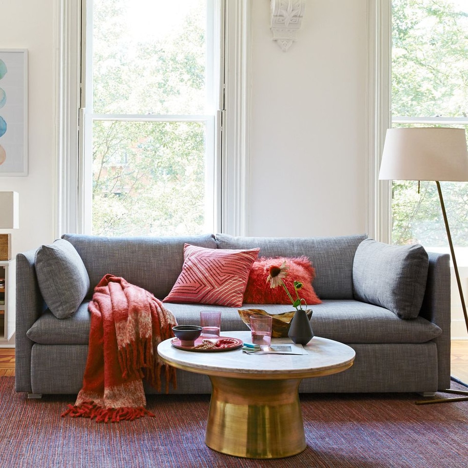 Marble-Topped Pedestal Coffee Table (77 cm)