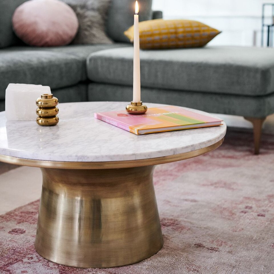Marble-Topped Pedestal Coffee Table (77 cm)