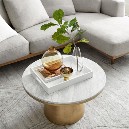 Marble-Topped Pedestal Coffee Table (77 cm) West Elm Australia
