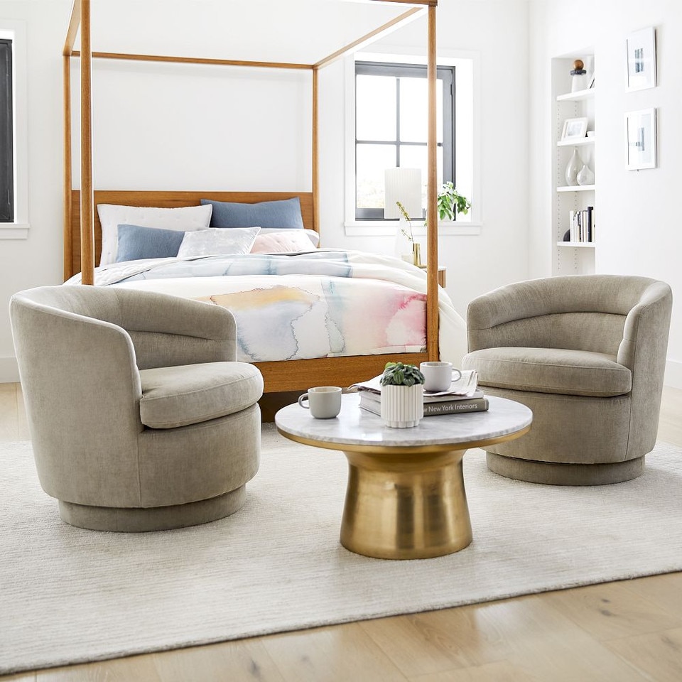 Marble-Topped Pedestal Coffee Table (77 cm)