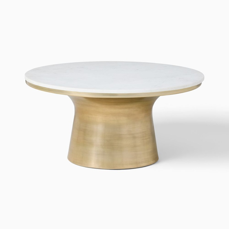 Marble-Topped Pedestal Coffee Table (77 cm)