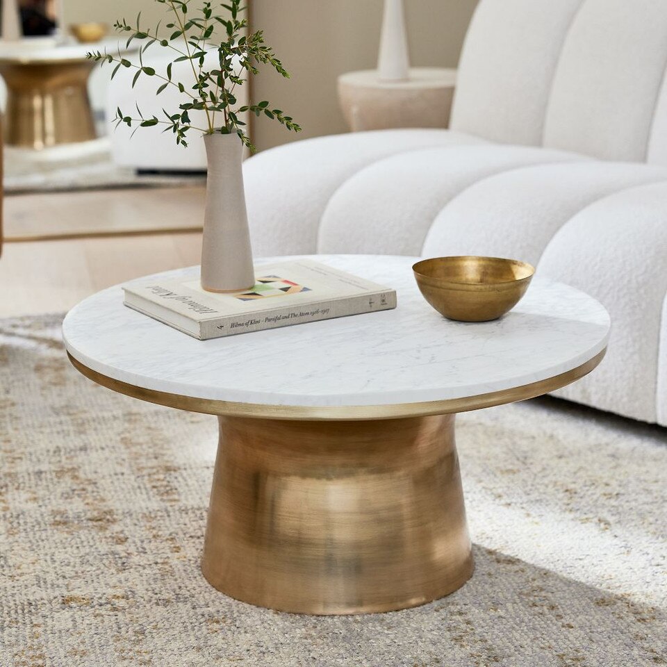 Marble-Topped Pedestal Coffee Table (77 cm)